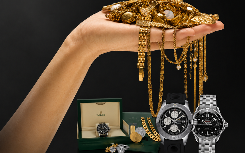 Gold chain and testing equipment at Gold and Pawn Havant