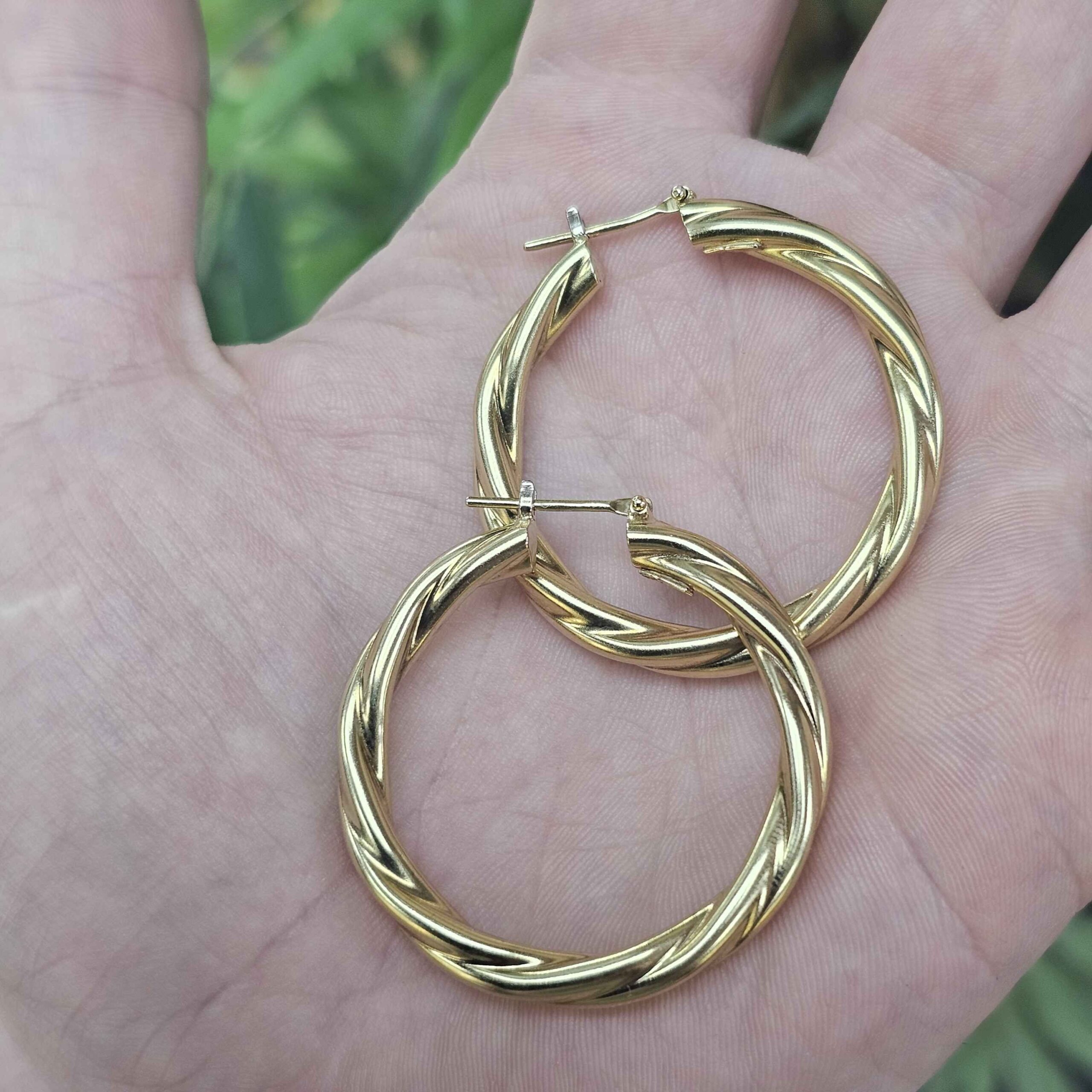 9ct Gold Twisted Hoop Earrings - Image 2