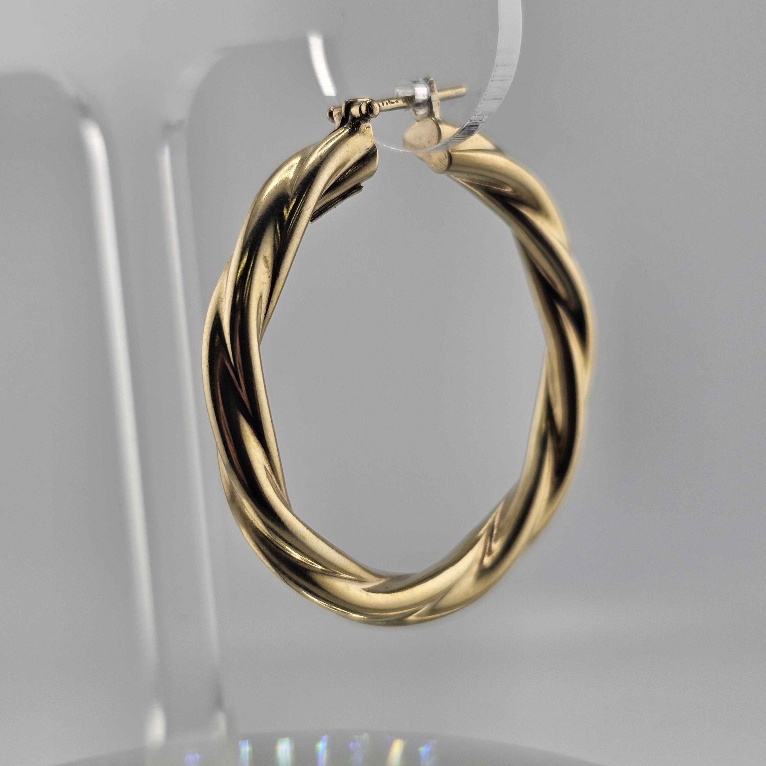 9ct Gold Twisted Hoop Earrings - Image 4