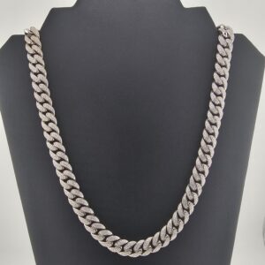 Silver 925 Cubic Zirconia Cuban Necklace 22"