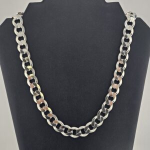 Silver 925 Flat Curb Necklace 22"
