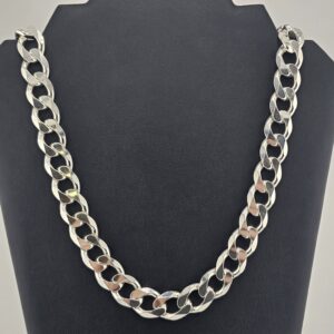 Silver 925 Flat Curb Necklace 22"
