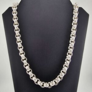 Silver 925 Patterned Belcher Necklace 24"