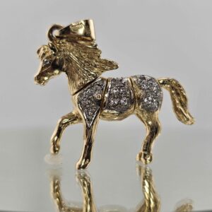 9ct Gold Cubic Zirconia Horse Pendant