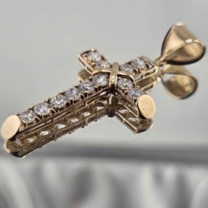 9ct Gold Cubic Zirconia Cross Pendant
