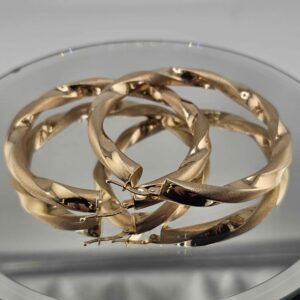 9ct Gold Large Twisted Hoop Earrings