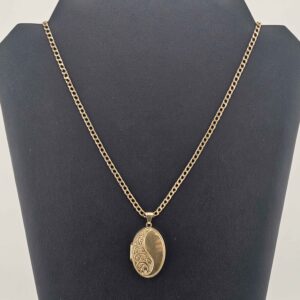 9ct Faceted Curb Chain & Locket Pendant 20"