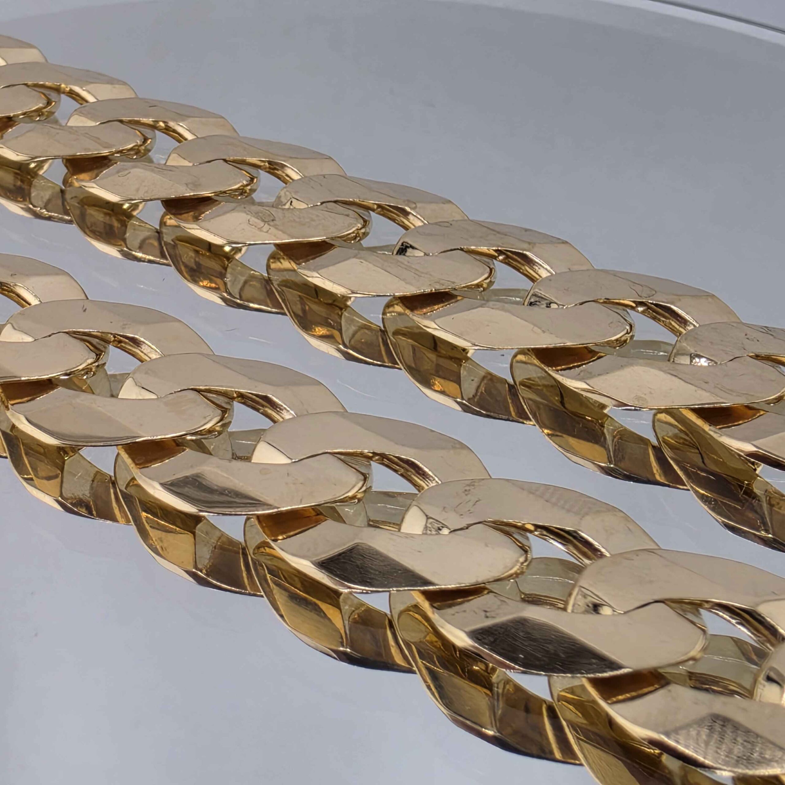 9ct Gold Flat Curb Necklace 22" - Image 2